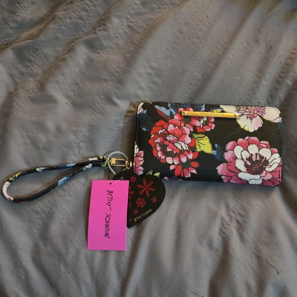 Betsey Johnson Floral Wristlet Clutch